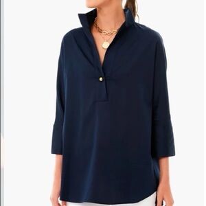 Tuckernuck Navy Willow Blouse With Good Hardware Women's Size‎ Medium
